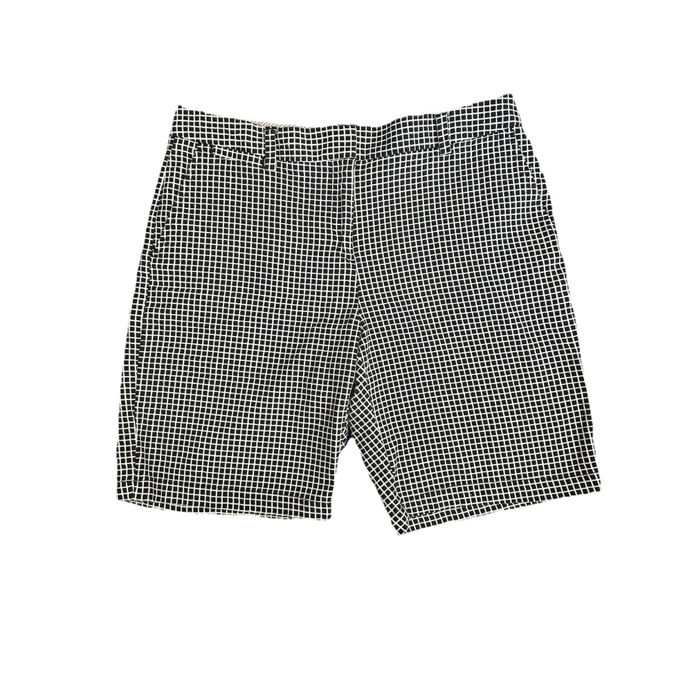 Lands End Black White Check Bermuda Shorts Mid Rise Womans SZ 14